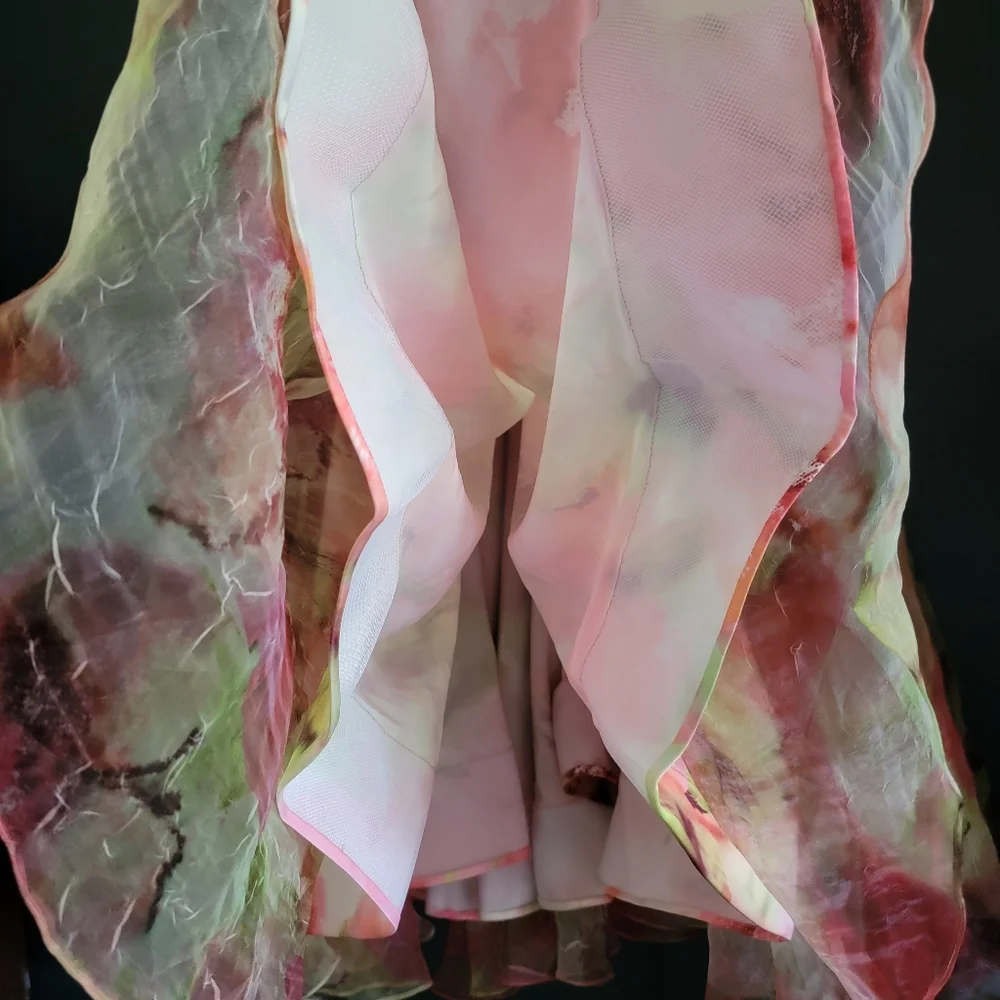 NWT Theia Faye Painterly Bow Organza Lightweight Chiffon Flowy A-line Gown 4‎ - Picture 15 of 15